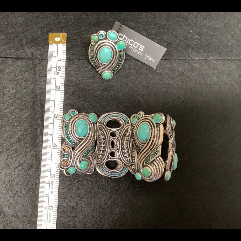Chico’s Genuine stone bracelet and ring.